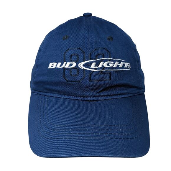 Bud Light 82 Strapback Hat Blue One Size Adjustable Embroidered 6 Panel - Picture 1 of 9